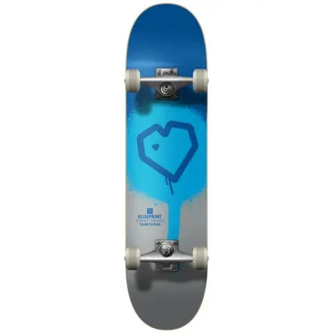 BluePrint 8.5 Spray Heart Silver Blue Skateboard Kaykay
