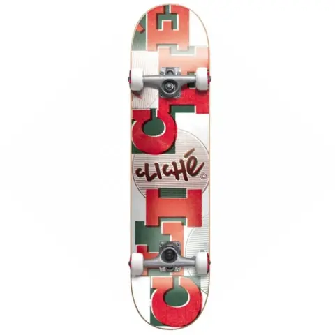 Cliche 7.875 Uppercase Red White Skateboard Kaykay