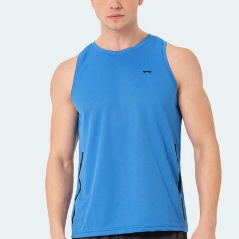Slazenger RAIS Erkek Kolsuz Saks Mavi Tişört