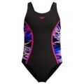 Speedo Girls Hyperboom Splice Muscleback Swimsuit Black/Pink Kız Çocuk Mayosu görsel 1