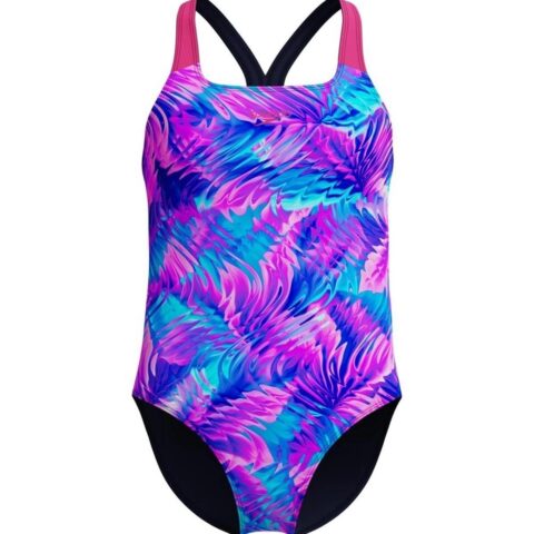 Speedo Powerback Baskılı Kız Çocuk Mayosu Baskılı